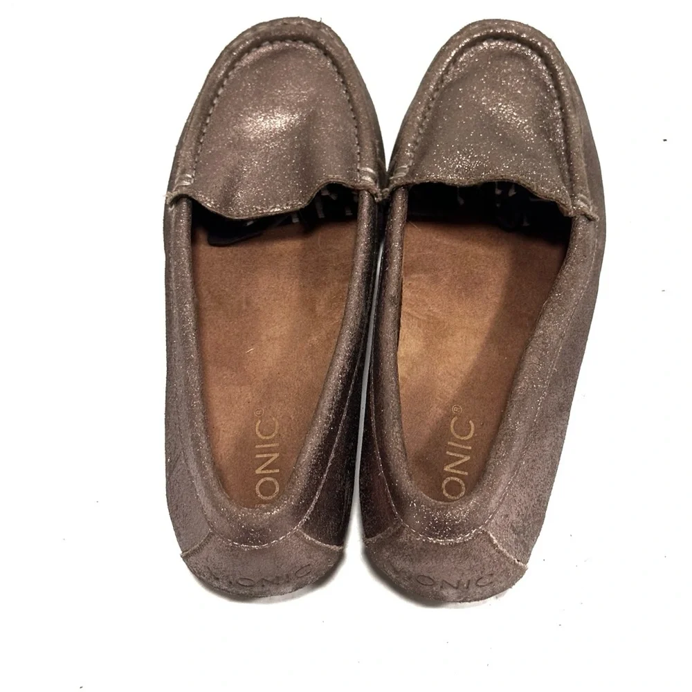 Vionic Debbie Metallic Bronze Leather Driving Loafers